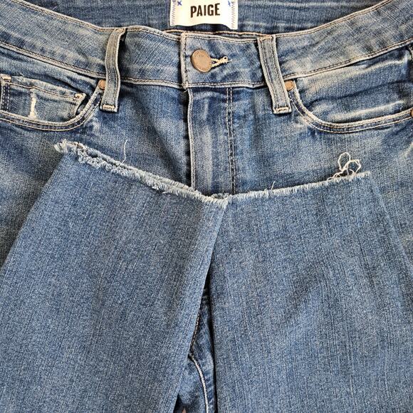 PAIGE Verdugo Raw Ankle Skinny Jeans Size 28 Noelani Distressed Medium Blue - Picture 9 of 10